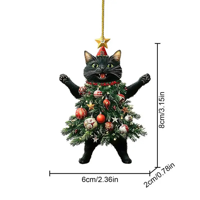 Cat Ornaments For Christmas Tree Rearview Christmas Cat Charm Ornament Vehicle Rearview Kitten Pendant Accessories Cat Pendant