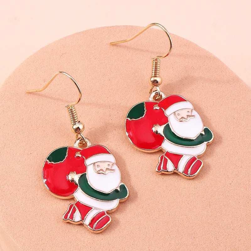 Merry Christmas Drop Earrings for Women Christmas Tree Deer Santa Dangle Earrings New Year Jewelry Gifts