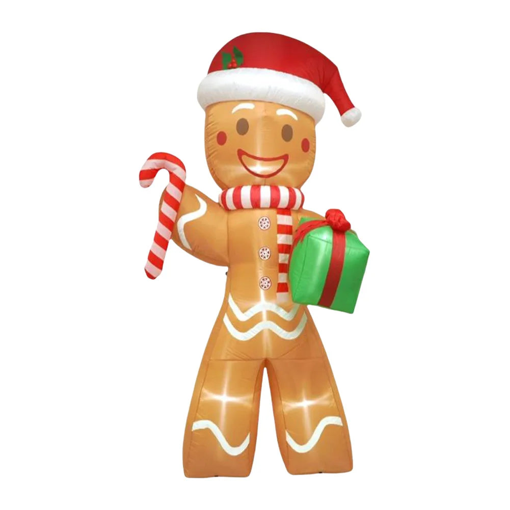 8FT/2.4M Christmas Inflatable Gingerbread Man with LED Lights Xmas Yard Decorations Christmas Blow Up Yard Decorations for Yard