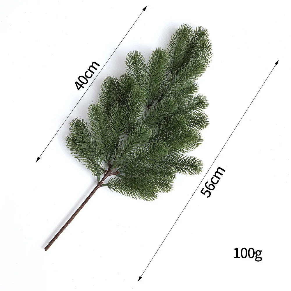 Artificial Pine Needles Branches Christmas Fake Snowy Pine Picks Twigs Winter Sprays Greenery Stems for Xmas Tree Garlands Decor