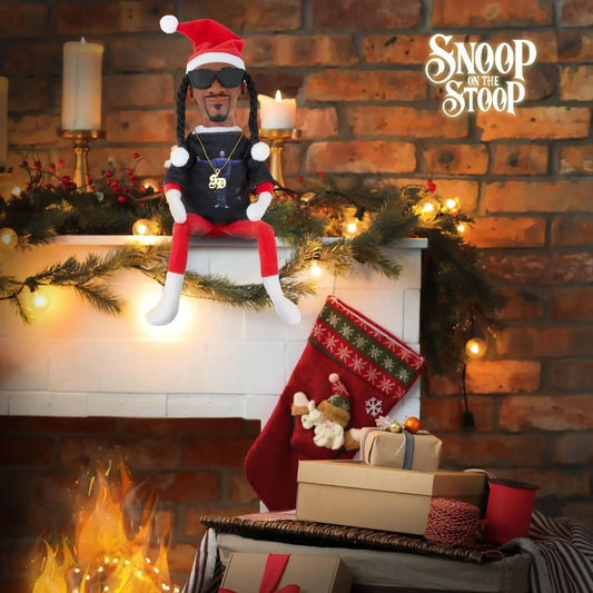 New Snoop Dogg 'Snoop on a Stoop' Christmas Elf Doll 12” Plush Toys Shelf Decor Includes Elf Toy Tshirt Sunglasses and Necklace