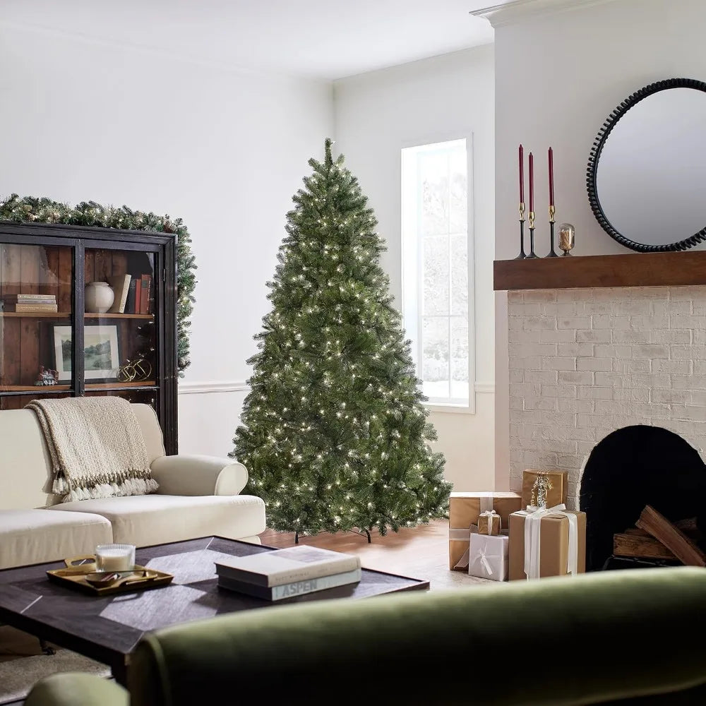 Pre-Lit 'Feel Real' Artificial Full Down swept Christmas Tree, Green, Douglas Fir, White Lights, Includes  Christmas