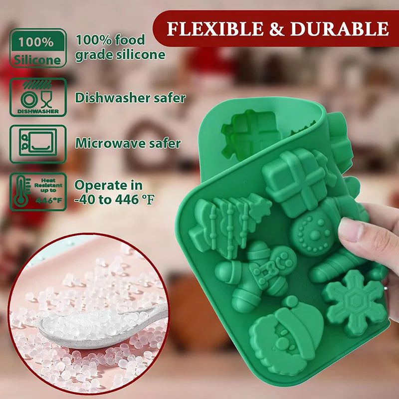 Christmas Silicone Chocolate Molds Candy Baking Moulds Handmade Snowflake Snowman Xmas Tree Gingerbread Man Santa Claus Mold