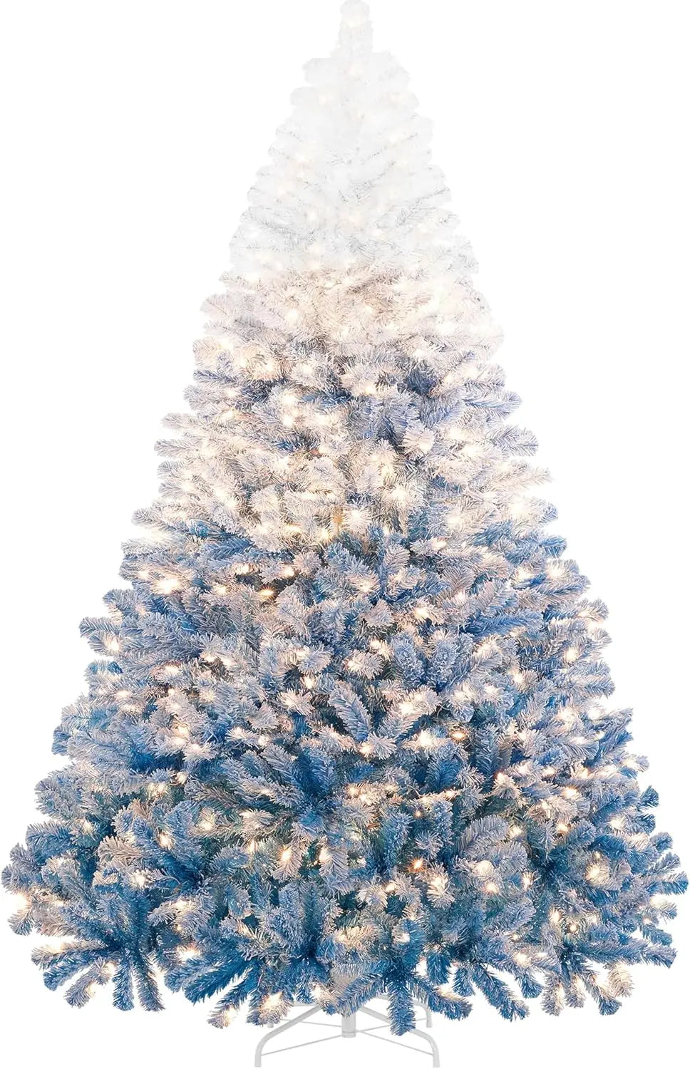 6ft Pre-lit Artificial Christmas Tree with Incandescent Warm White Lights, Snow Flocked Full Prelighted Xmas Tree