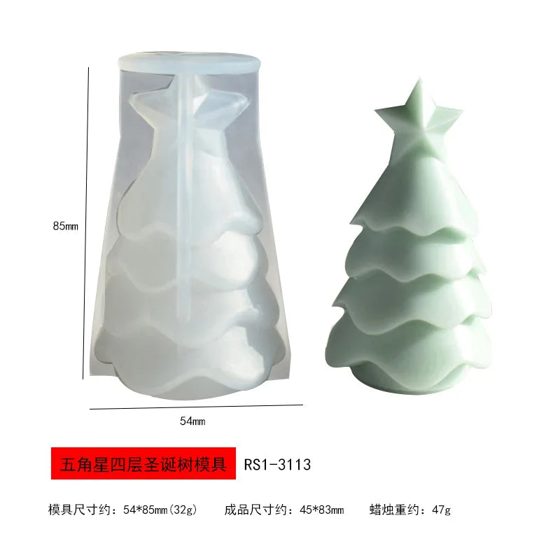 3D Christmas Tree Candle Silicone Mould DIY Christmas Candle Making Kit Handmade Soap Plaster Resin Baking Tools Holiday Gifts