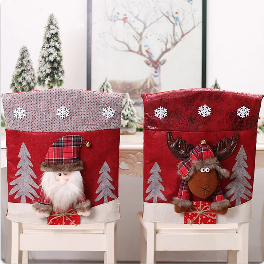 Christmas Chair Cover Marry Christmas Decorations For Kitchen Table Dinner Chair Seat Cover Xmas Party 2025 New Year Home Decor