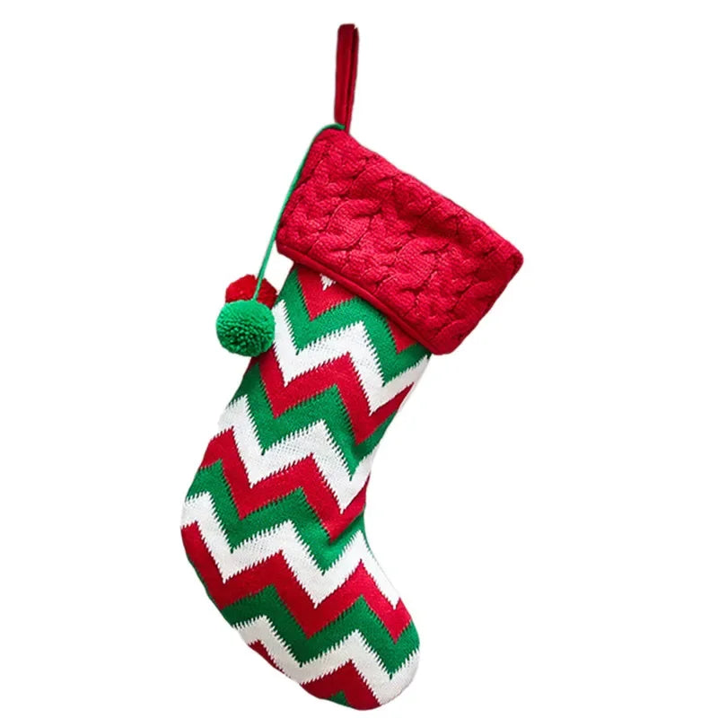 Christmas Stocking Sack Xmas Gift Candy Bag Christmas Decorations For Home Knitted Sock Christmas Tree Decor