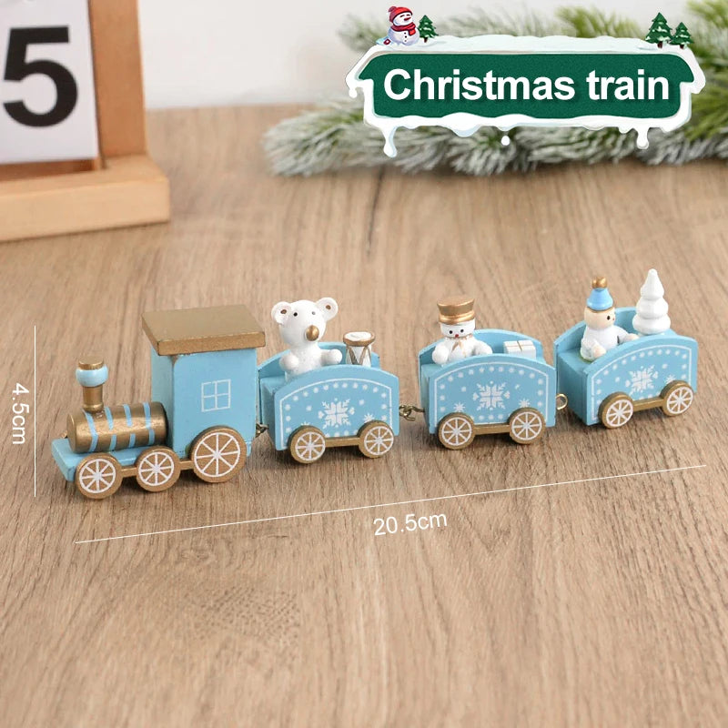 Christmas Wooden Train Merry Christmas Decorations for Home 2024 Xmas Tree Ornament  Navidad Noel Kids Gift Happy New Year 2025