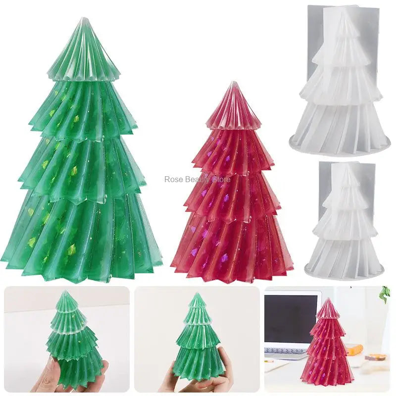 3D Christmas Tree Candle Silicone Mould DIY Christmas Candle Making Kit Handmade Soap Plaster Resin Baking Tools Holiday Gifts