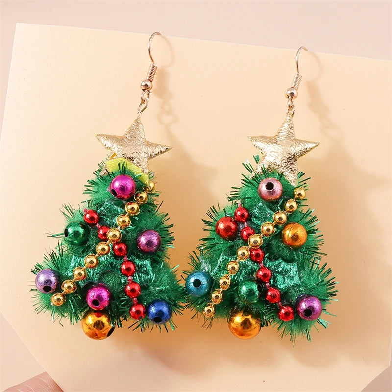 Merry Christmas Drop Earrings for Women Christmas Tree Deer Santa Dangle Earrings New Year Jewelry Gifts