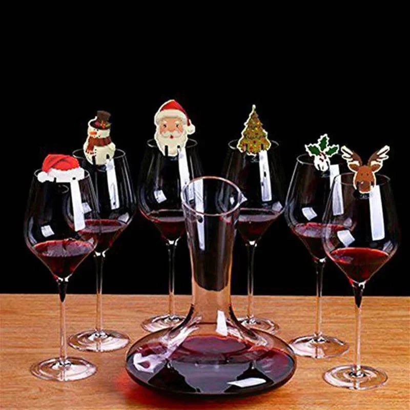 10Pcs Wine Cup Card Christmas Party Dinner Decoration Navidad Noel Wine Glass Cards Ornaments New Year Gift Christmas Decoration