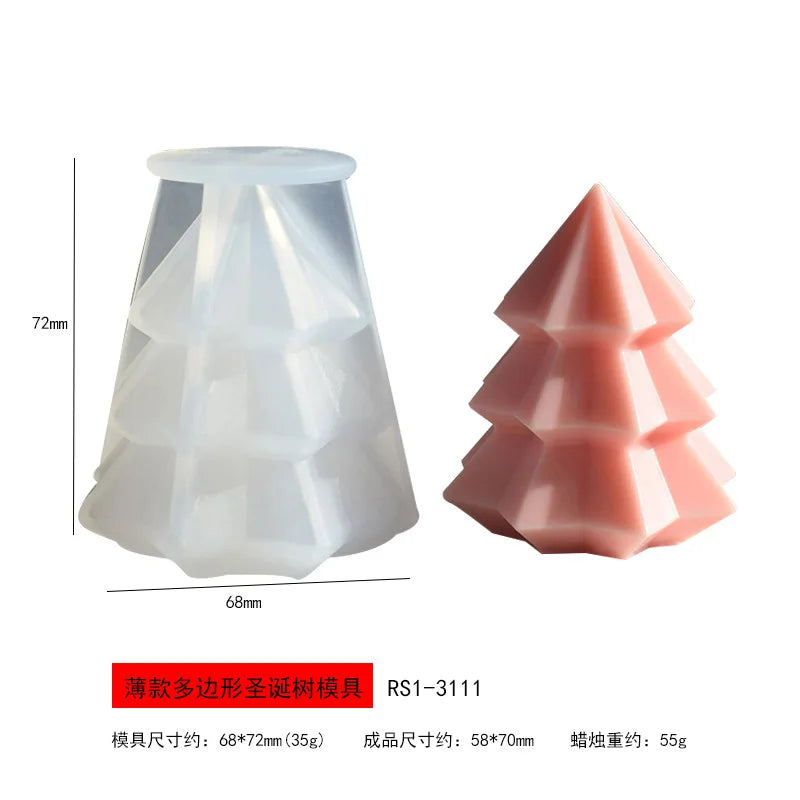 3D Christmas Tree Candle Silicone Mould DIY Christmas Candle Making Kit Handmade Soap Plaster Resin Baking Tools Holiday Gifts