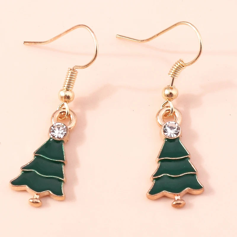 Merry Christmas Drop Earrings for Women Christmas Tree Deer Santa Dangle Earrings New Year Jewelry Gifts