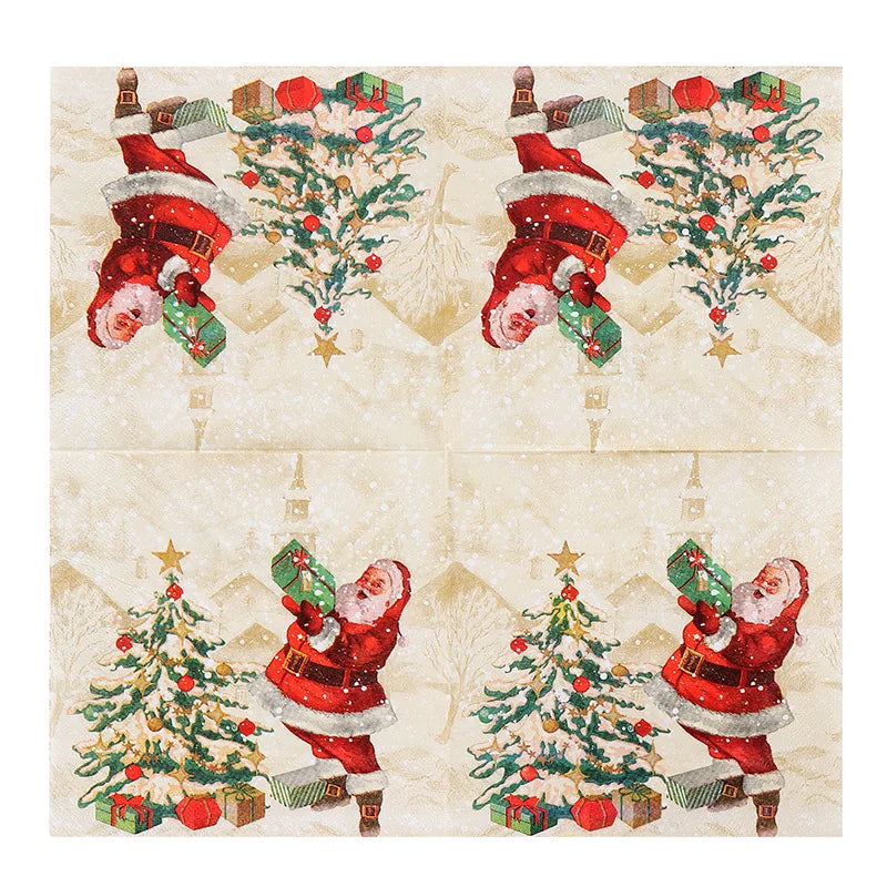 20pcs Xmas Christmas Napkins tissue Christmas tree Santa Claus pattern Napkins Christmas Dinner Napkins Christmas party supplies