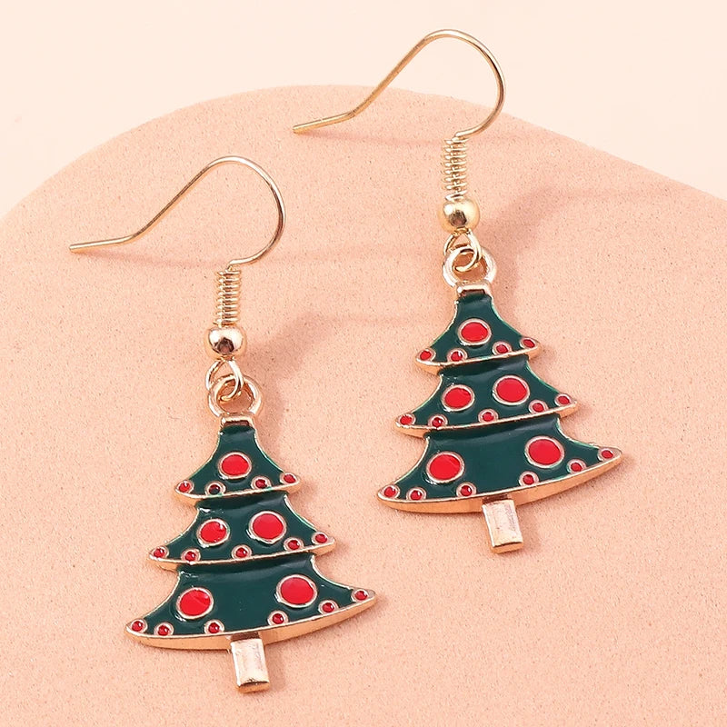 Merry Christmas Drop Earrings for Women Christmas Tree Deer Santa Dangle Earrings New Year Jewelry Gifts