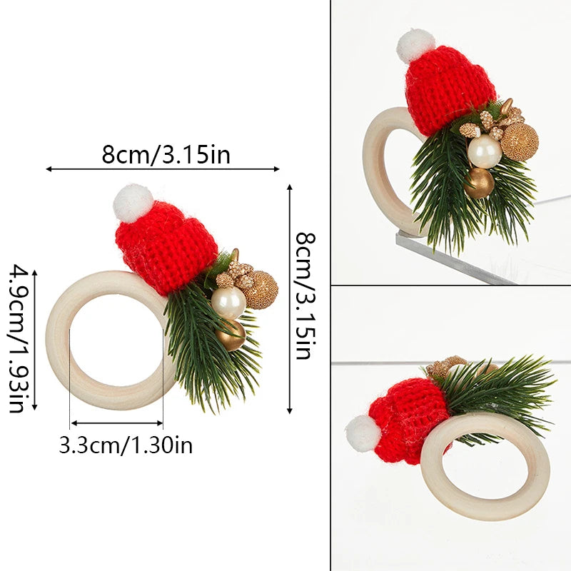 Christmas Napkin Ring Mini Santa Hat Scarf Napkin Holder Rings Christmas Decoration Xmas Party Banquet Hotel Table Dinner Decor