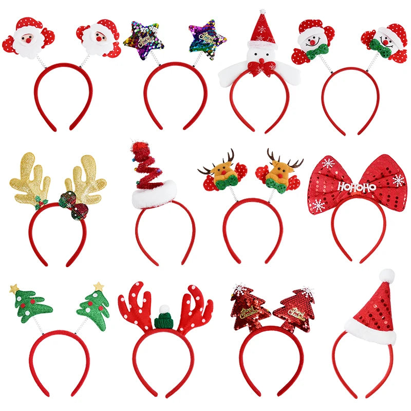 Christmas Headband Kids Adult Santa Claus Elk Xmax Tree Hair Accessories Photo Props Christmas Decoration 2024 New Year Gifts