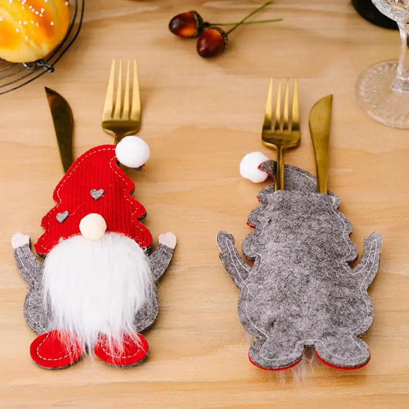 3pcs Christmas Cutlery Bag Knife Fork Tableware Holders Pocket Gnomes Christmas Dinner Table Ornaments Navidad Decorations