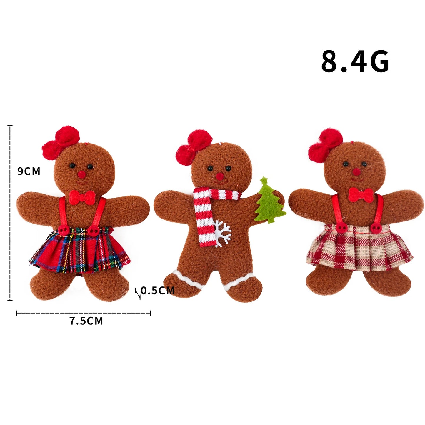 Christmas Decoration Gingerbread Man Doll, Xmas Tree Hanging Ornament, Garden Party, Home, New Year, Children Gifts, 3Pcs Set