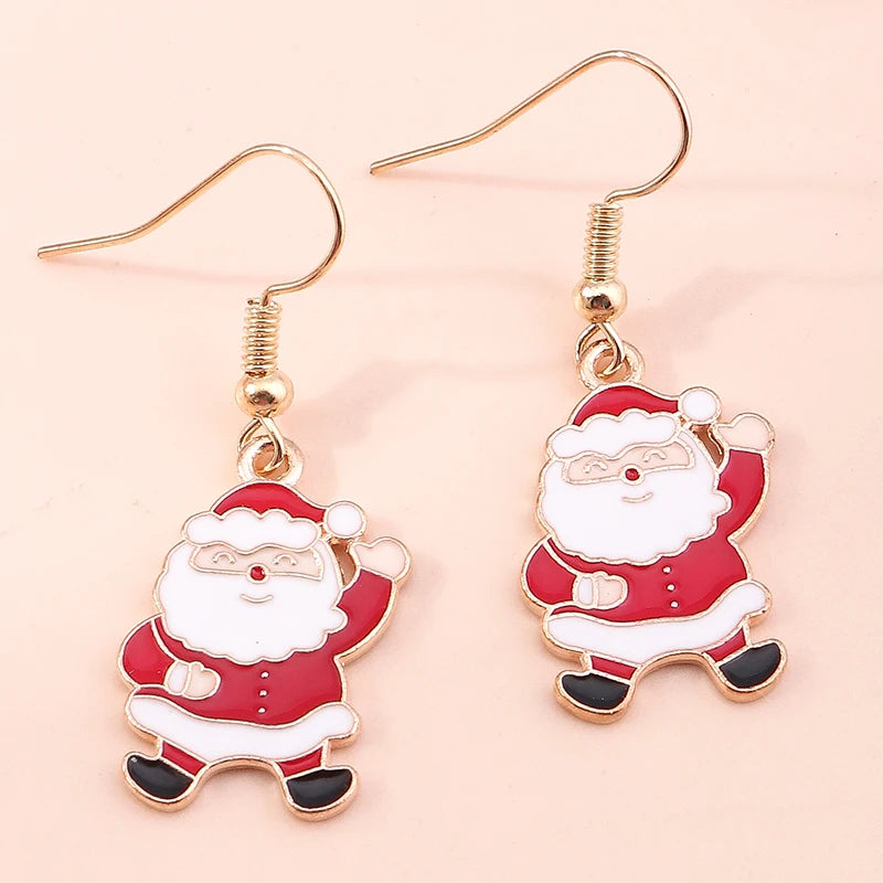 Merry Christmas Drop Earrings for Women Christmas Tree Deer Santa Dangle Earrings New Year Jewelry Gifts