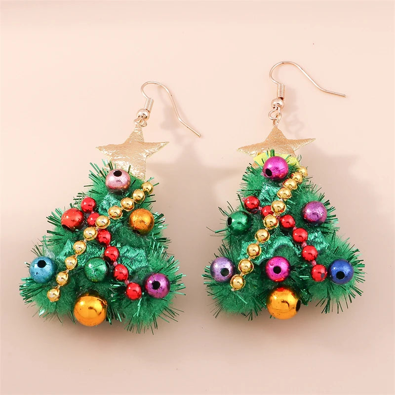 Merry Christmas Drop Earrings for Women Christmas Tree Deer Santa Dangle Earrings New Year Jewelry Gifts