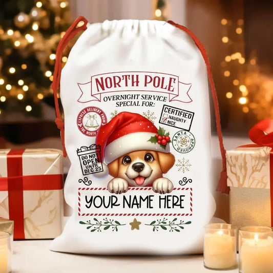 Personalised Name 30x40cm Christmas Pet Gift Bags Santa Sack Christmas Ornaments New Year Christmas Gifts for Kids Boys Girls