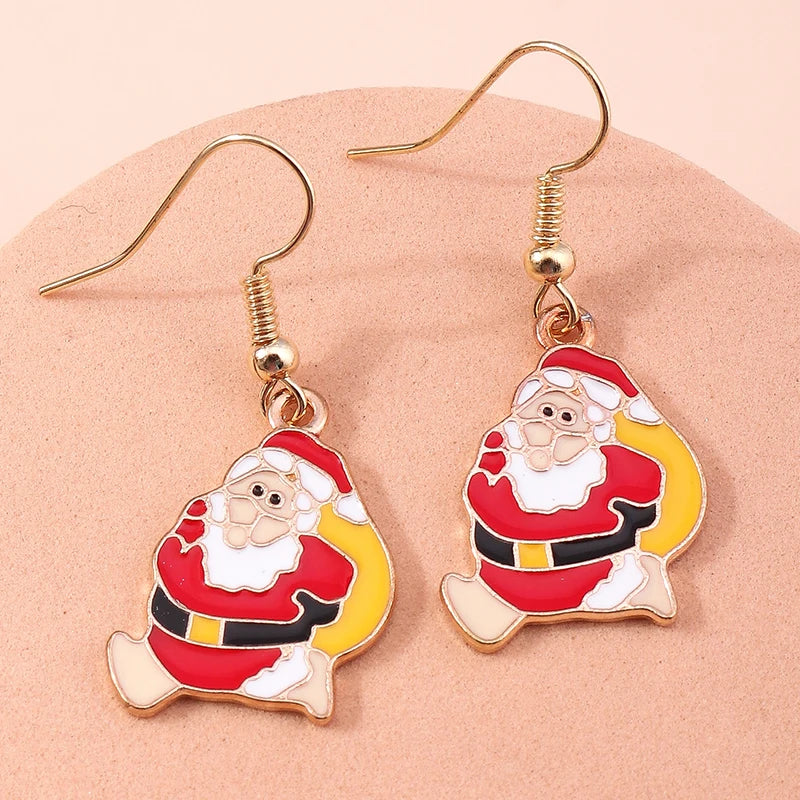 Merry Christmas Drop Earrings for Women Christmas Tree Deer Santa Dangle Earrings New Year Jewelry Gifts