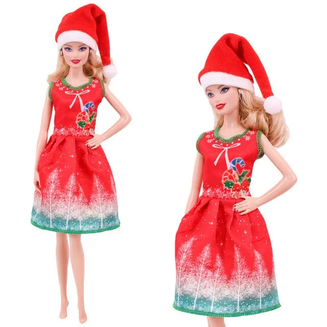 Barbies Clothes Doll Christmas Dress Accessories,Toy Tree,Santa Claus Set For 11.8inch ,30Cm Ken Clothing ,Girls Birthday Gift (Does not include Doll)