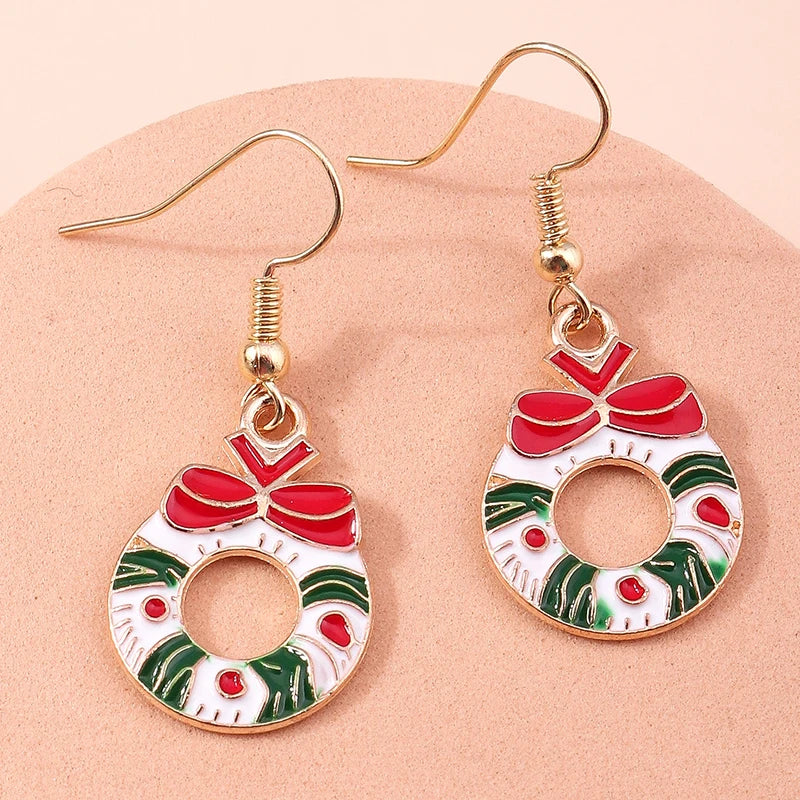 Merry Christmas Drop Earrings for Women Christmas Tree Deer Santa Dangle Earrings New Year Jewelry Gifts