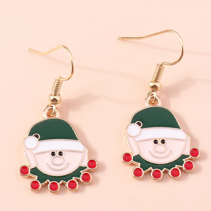 Merry Christmas Drop Earrings for Women Christmas Tree Deer Santa Dangle Earrings New Year Jewelry Gifts