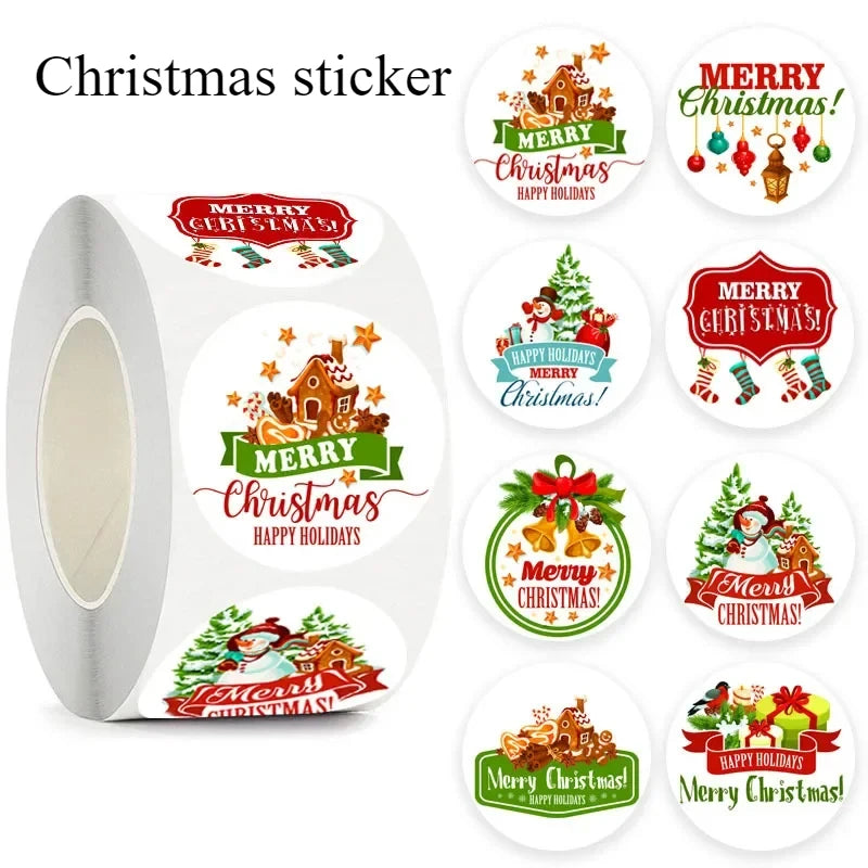 500 Merry Christmas Decorating Labels Christmas Themed Label Stickers 2025 Envelope Stationery Decorating New Year Gifts