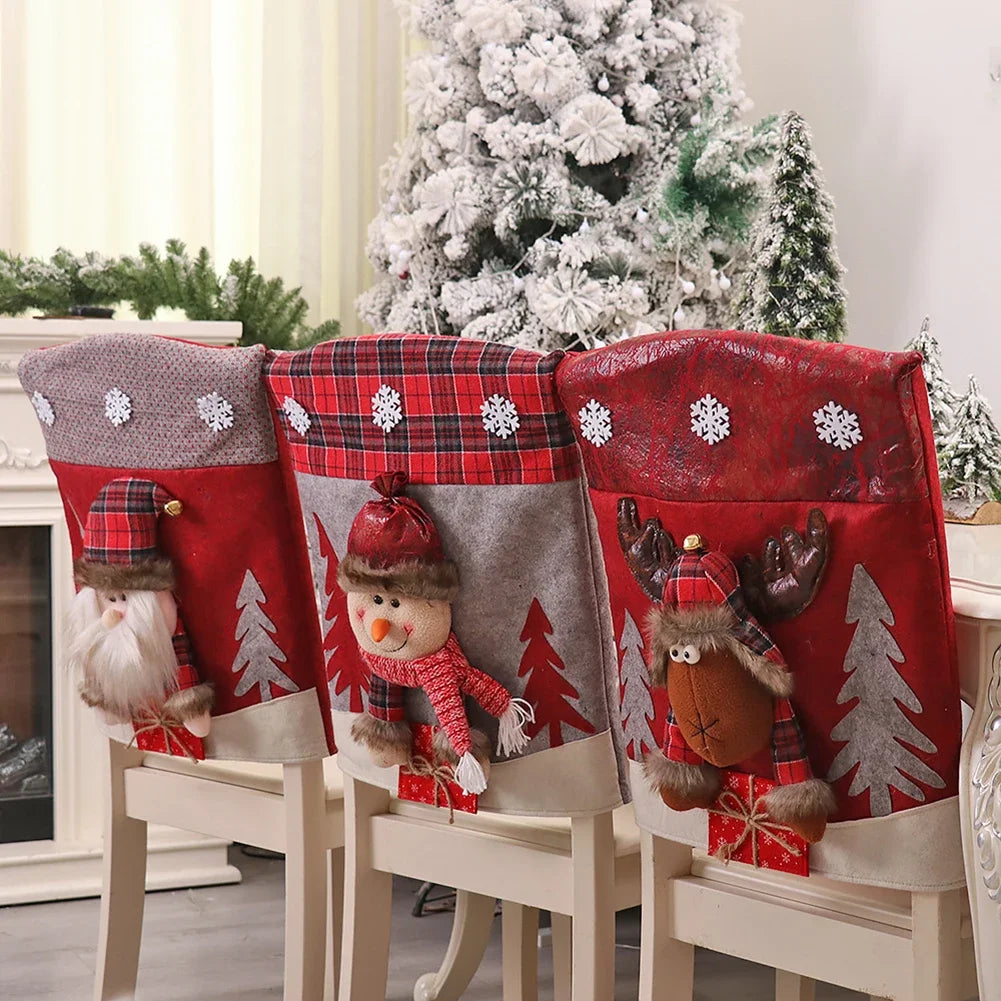 Christmas Chair Cover Marry Christmas Decorations For Kitchen Table Dinner Chair Seat Cover Xmas Party 2025 New Year Home Decor