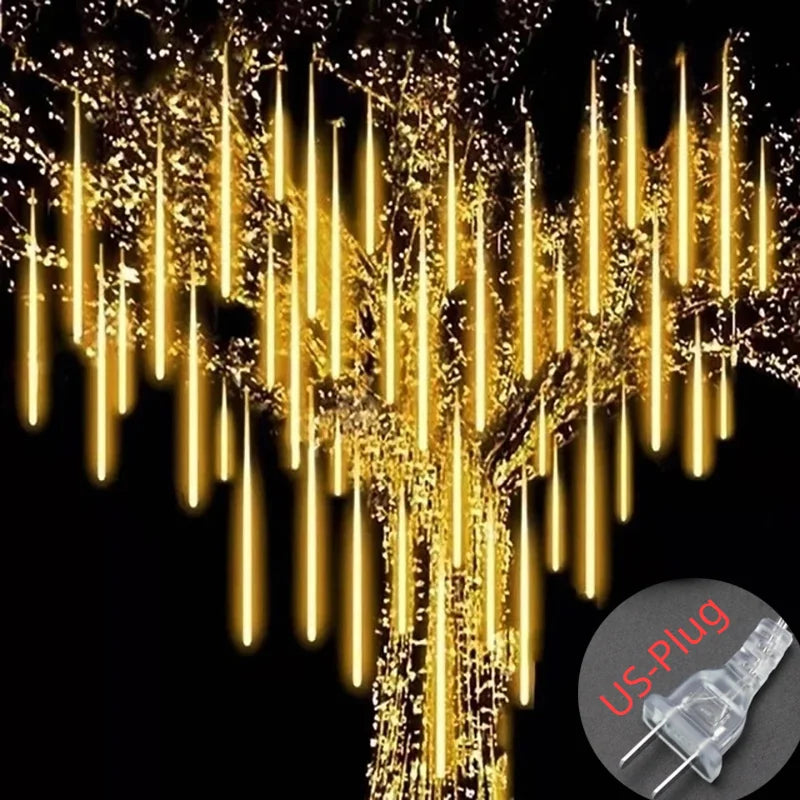 Solar Meteor Shower Rain String Lights Waterproof Garden Light 8 Tubes Christmas Tree Holiday Party Wedding Holiday Decoration