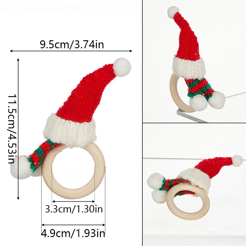 Christmas Napkin Ring Mini Santa Hat Scarf Napkin Holder Rings Christmas Decoration Xmas Party Banquet Hotel Table Dinner Decor