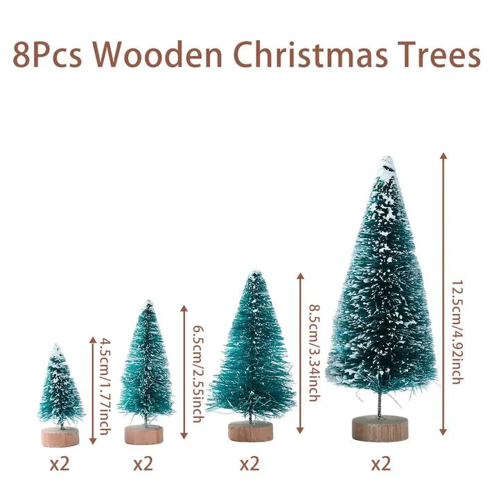 Artificial Mini Wooden Christmas Tree Blue Green White Gold Tower Pine Small Sisal Christmas Tree Tabletop Ornament Decor