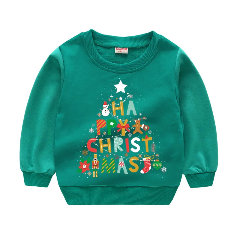 Christmas Sweater/Pullover X'mas Gift Tops Children Outfit Cotton Sweatshirts 1-6Years