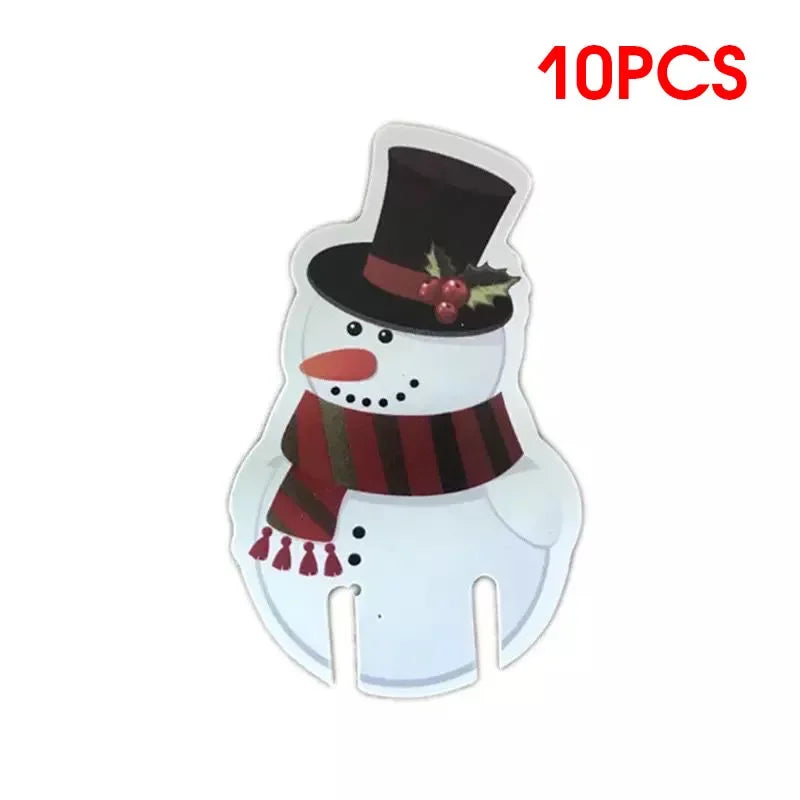 10Pcs Wine Cup Card Christmas Party Dinner Decoration Navidad Noel Wine Glass Cards Ornaments New Year Gift Christmas Decoration