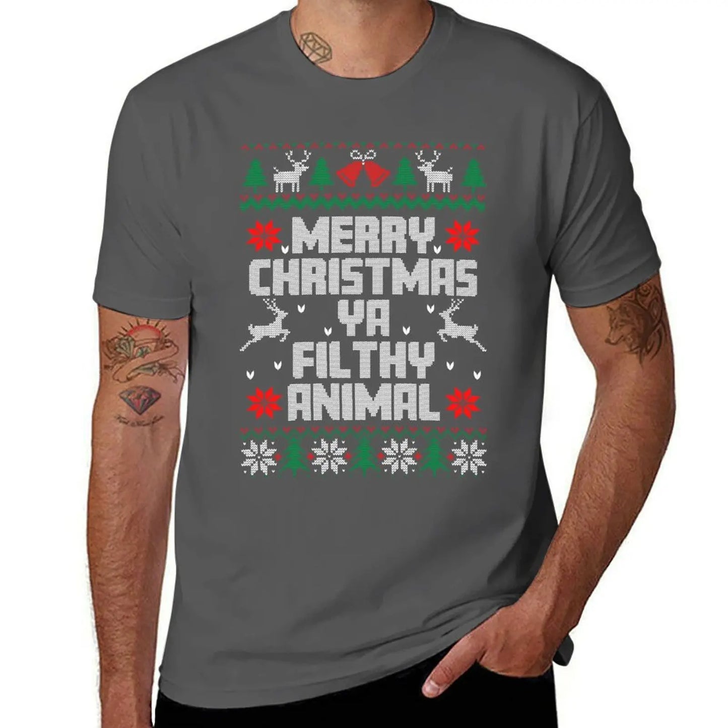 Merry Christmas Ya Filthy Animal, Ugly Holiday Sweaters, Santa Claus Christmas 2021, Tree Reindeer, Funny Snowman, Happy T-Shirt