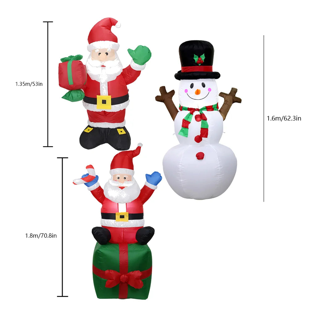 2024 Christmas Decoration Inflatables Beach Snowman with LED for Xmas Party Indoor Outdoor Courtyard Props Ornament Toy