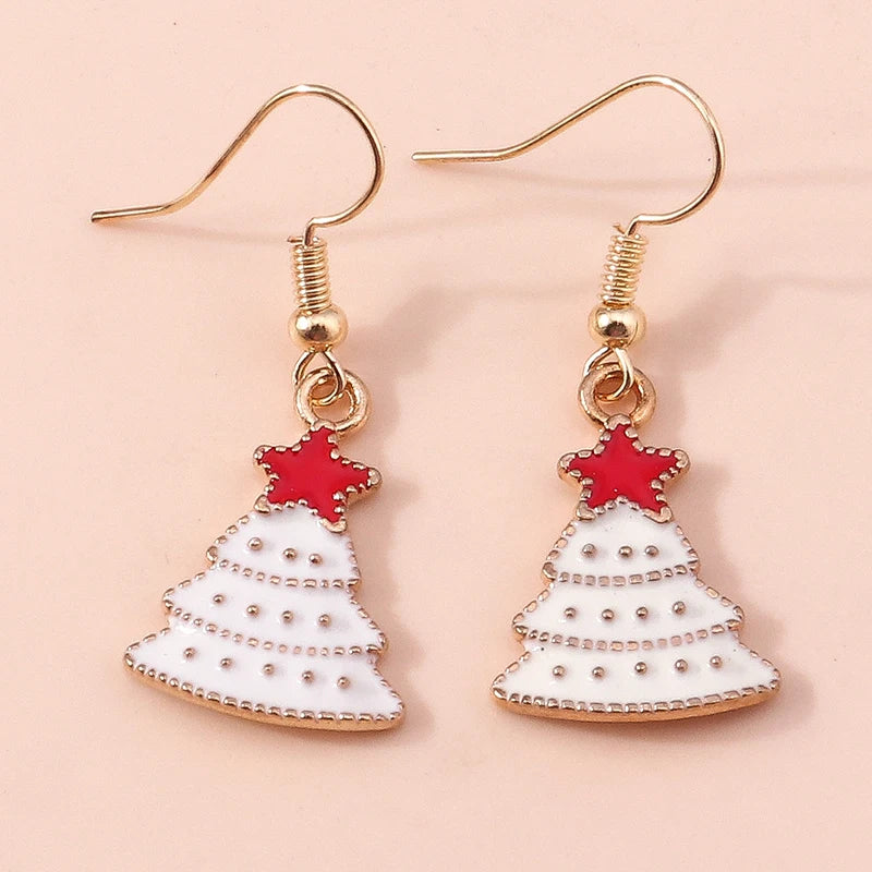 Merry Christmas Drop Earrings for Women Christmas Tree Deer Santa Dangle Earrings New Year Jewelry Gifts