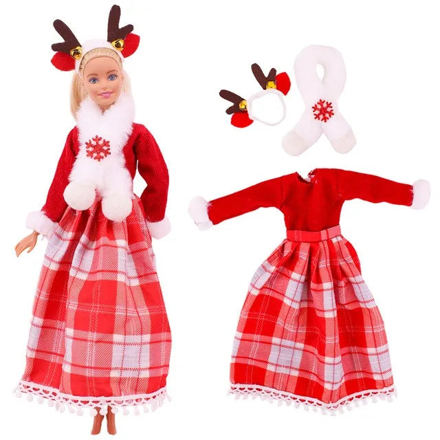 Barbies Clothes Doll Christmas Dress Accessories,Toy Tree,Santa Claus Set For 11.8inch ,30Cm Ken Clothing ,Girls Birthday Gift (Does not include Doll)