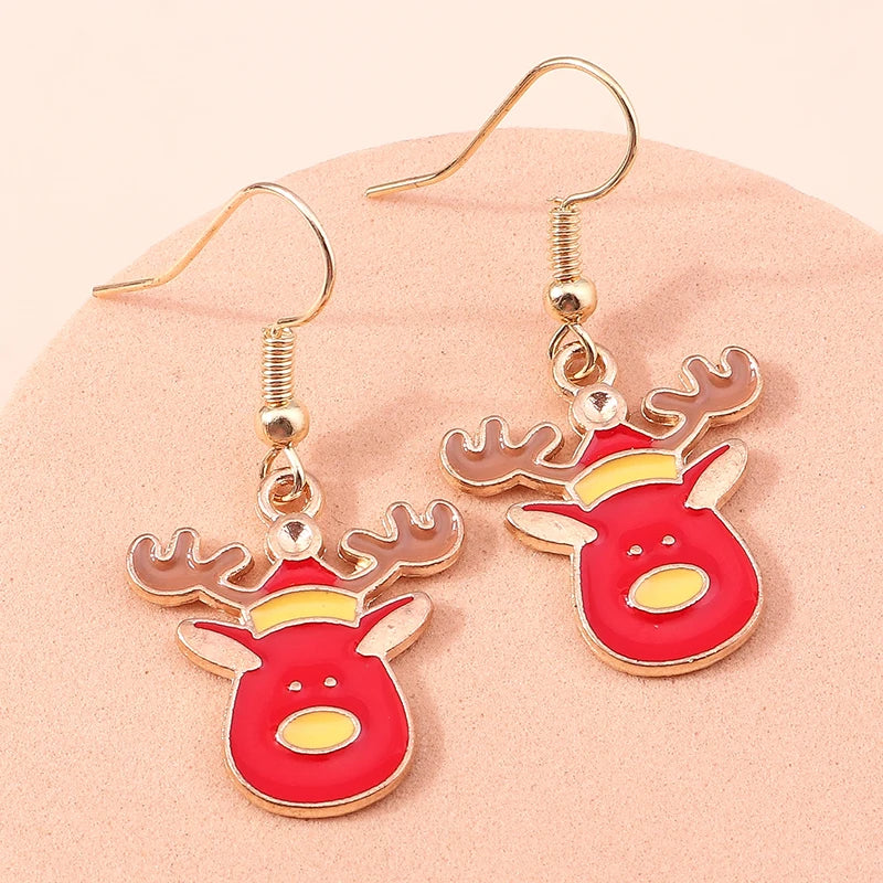 Merry Christmas Drop Earrings for Women Christmas Tree Deer Santa Dangle Earrings New Year Jewelry Gifts