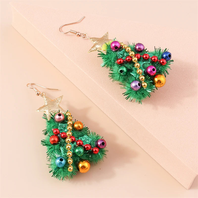 Merry Christmas Drop Earrings for Women Christmas Tree Deer Santa Dangle Earrings New Year Jewelry Gifts