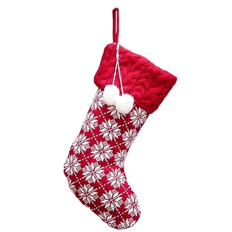 Christmas Stocking Sack Xmas Gift Candy Bag Christmas Decorations For Home Knitted Sock Christmas Tree Decor