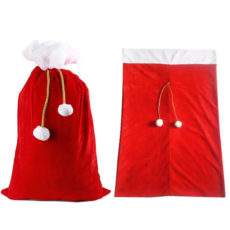 1Pc Santa Claus Sack Stocking Big Gift Bags Christmas Day Decoration Flannel Large Christmas Drawst Bag Xmas Gift Bags