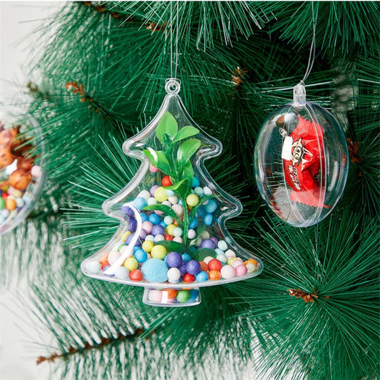 Transparent Christmas Ball Decor Plastic Fillable Bauble Xmas Tree Hanging Ornaments or Decoration for Party