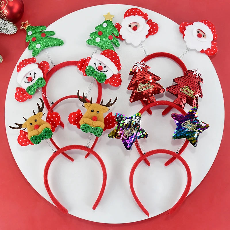 Christmas Headband Kids Adult Santa Claus Elk Xmax Tree Hair Accessories Photo Props Christmas Decoration 2024 New Year Gifts