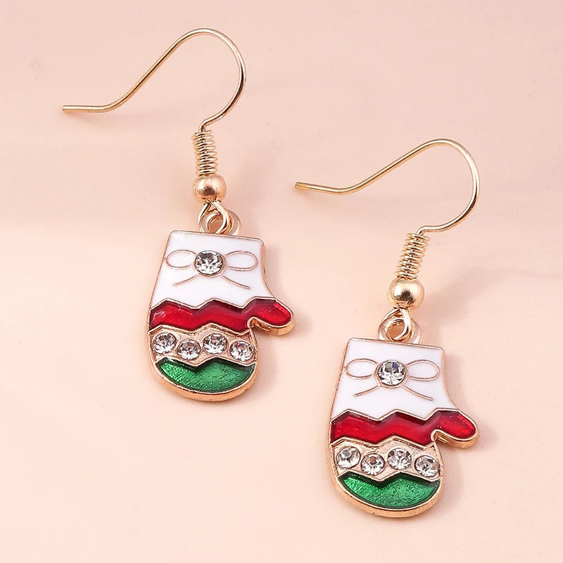 Merry Christmas Drop Earrings for Women Christmas Tree Deer Santa Dangle Earrings New Year Jewelry Gifts