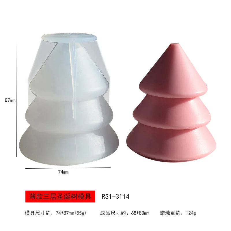 3D Christmas Tree Candle Silicone Mould DIY Christmas Candle Making Kit Handmade Soap Plaster Resin Baking Tools Holiday Gifts