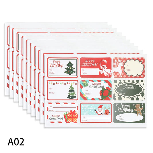 10Pcs Merry Christmas Stickers Presents Wrapping Seal Labels Gift Name Tag Stickers Navidad New Year 2025 Christmas Party Decor